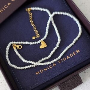 Monica Vinader Gold and White Beaded Necklace